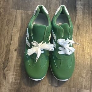 Green Sneakers with White Accents